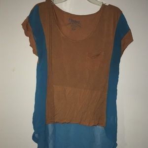 Brown and blue mesh shirt